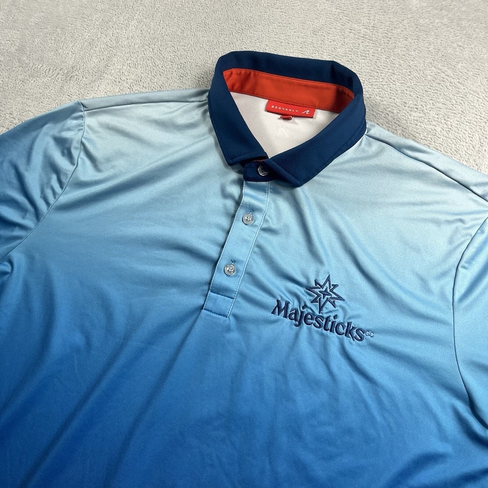 Redvanly Short Sleeve Polo Shirt Blue Golf  Stretch Performance Men's Large Logo